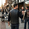 HL11360SPT Men Side Lace Leather Style Biker Motorcycle Leather Vest Gun Pockets Carry Arms - HighwayLeather