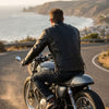 HL10206Tall TALL black vented racer leather motorcycle jacket- (longer sleeve & back length)