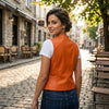 HL14500ORANGE Ladies Women soft leather ORANGE biker motorcycle vest black concealed carry - HighwayLeather