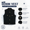 HL21920DMBLACK  Kid's Unisex SOA Denim plain sideToddler Black Vest - HighwayLeather