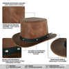 HL80111BROWN - Handcrafted Brown Leather TOP HAT shapeable brim - HighwayLeather