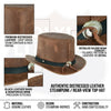 HL80111BROWN - Handcrafted Brown Leather TOP HAT shapeable brim - HighwayLeather