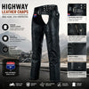 HL12840NKD Heavy Buffalo Leather Lined Chaps Motorcycle Riding Biker Chap Black - HighwayLeather