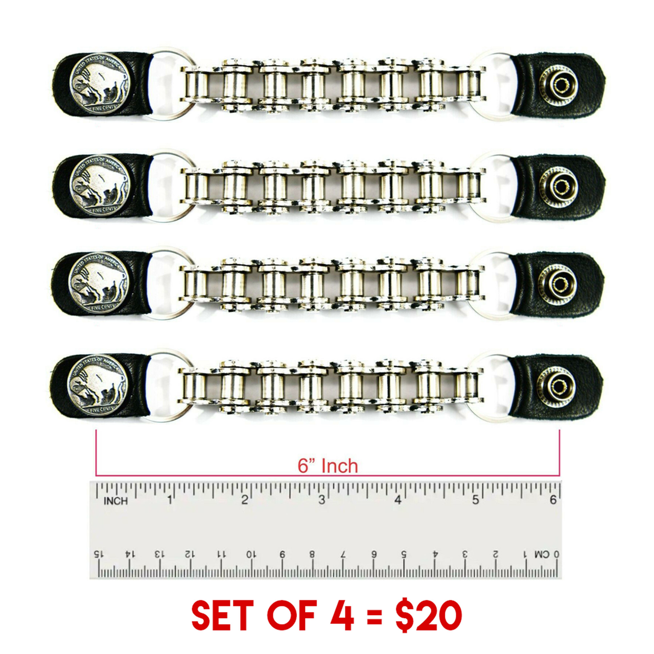 (4 OR $$) - 80731BUFFALOHEAD  Vest Extender Biker MC Chain Snap - HighwayLeather