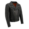 Milwaukee Leather men's black naked cowhide leather motorcycle jacket with utility pockets, designed for rugged riding comfort.