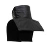 First MFG leather neck warmer, face and safety accessory, shown in dark brown with soft leather texture.