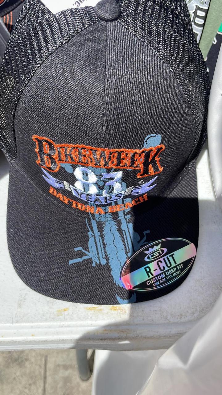 Biker 83RD Annual BikeWeek Black R-Cut Daytona 24 Beach Cap - HighwayLeather