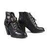 Milwaukee Leather women's black leather boots with a classic harness ring, stylish ankle boots with buckle details and sturdy sole.