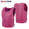 Women’s Hot Pink Tactical Style Leather Biker Club Vest | HL14945HOT PINK