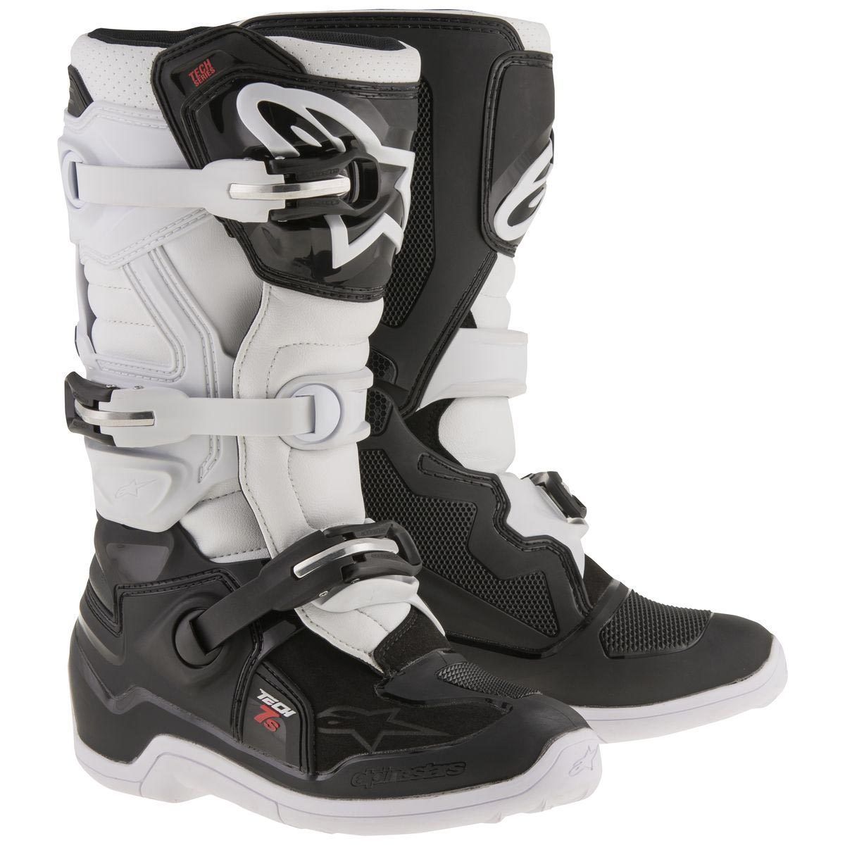 Alpinestars Tech 3 men's black and white motocross boots with protective design and sturdy construction.
