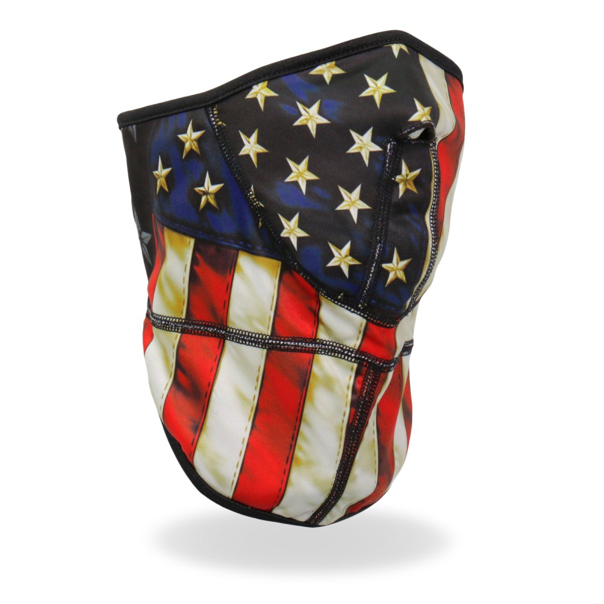 Hot Leathers American flag face wrap and neck warmer, versatile face and neck safety accessory with patriotic design.