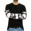 Hot Leathers ARM1001 2nd Amendment Skull Arm Sleeve showing detailed skull and American flag design on black fabric.
