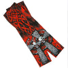 Hot Leathers Celtic Cross arm sleeve showing detailed black and white tribal cross design on stretchy fabric.