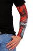 Hot Leathers Celtic Cross arm sleeve featuring detailed black and white design, made of stretchy fabric for arm coverage.