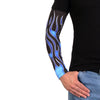 Blue flames design Hot Leathers arm sleeve, motorcycle-inspired ARM SLEEVES with bold flames pattern on stretchy fabric.