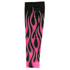 Pink flame design Hot Leathers arm sleeve with black accents, featuring vibrant flames on a comfortable stretch fabric.