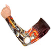 Hot Leathers Fire Biker Arm Sleeve featuring bold flame design and black fabric, designed for motorcycle riders.