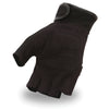 Men's Black Perforated Mesh Gel Palm Fingerless Motorcycle Hand Gloves