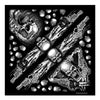 Hot Leathers Assassin bandana featuring bold black and white design, made from lightweight fabric, ideal for motorcycle enthusiasts.