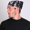 Hot Leathers Assassin Bandana featuring bold black and white design, made of soft fabric for versatile head or neck wear.