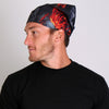 Hot Leathers Burning Skull and Eagle bandana featuring bold skull and eagle design, made of lightweight fabric for stylish headwear.