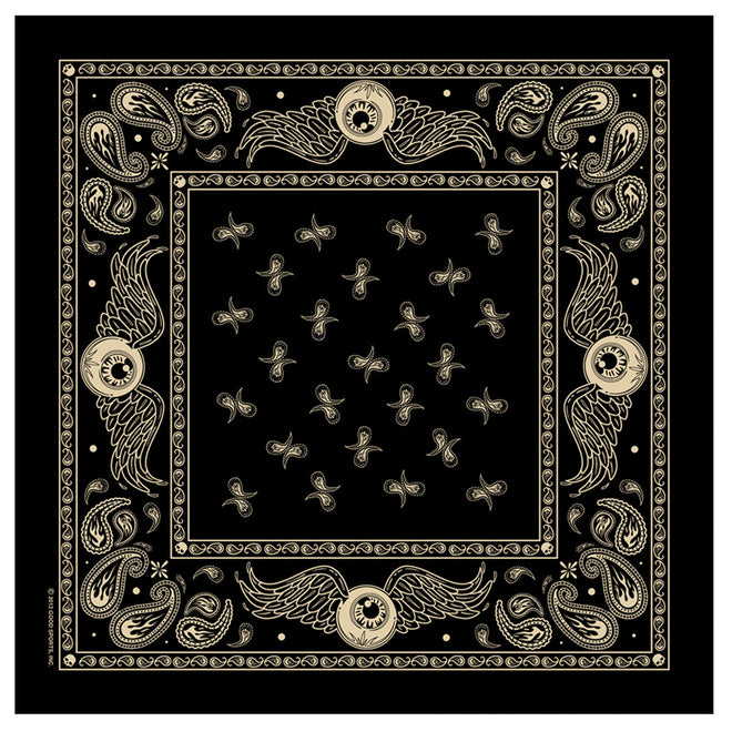 Hot Leathers Flying Eyeball Paisley Bandana featuring bold eye-catching paisley design in vibrant colors.