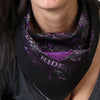 Hot Leathers Ladies Banner Heart Live Love Ride bandana featuring a vibrant heart and motorcycle-themed design.