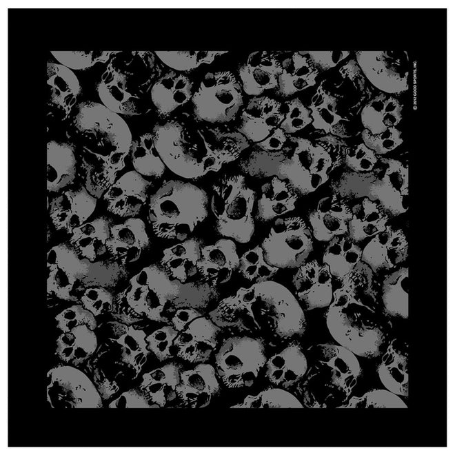 Hot Leathers Ancient Skulls bandana featuring a detailed skull design on black fabric, perfect for motorcycle or casual wear.