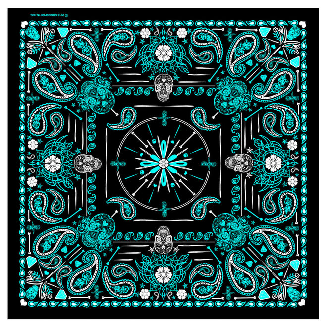Blue paisley skulls bandana by Hot Leathers featuring bold paisley and skull patterns, perfect for adding a stylish touch.