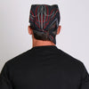 Hot Leathers pinstripe bandana featuring a stylish design, suitable for motorcycle and casual wear, with vibrant colors and pattern.