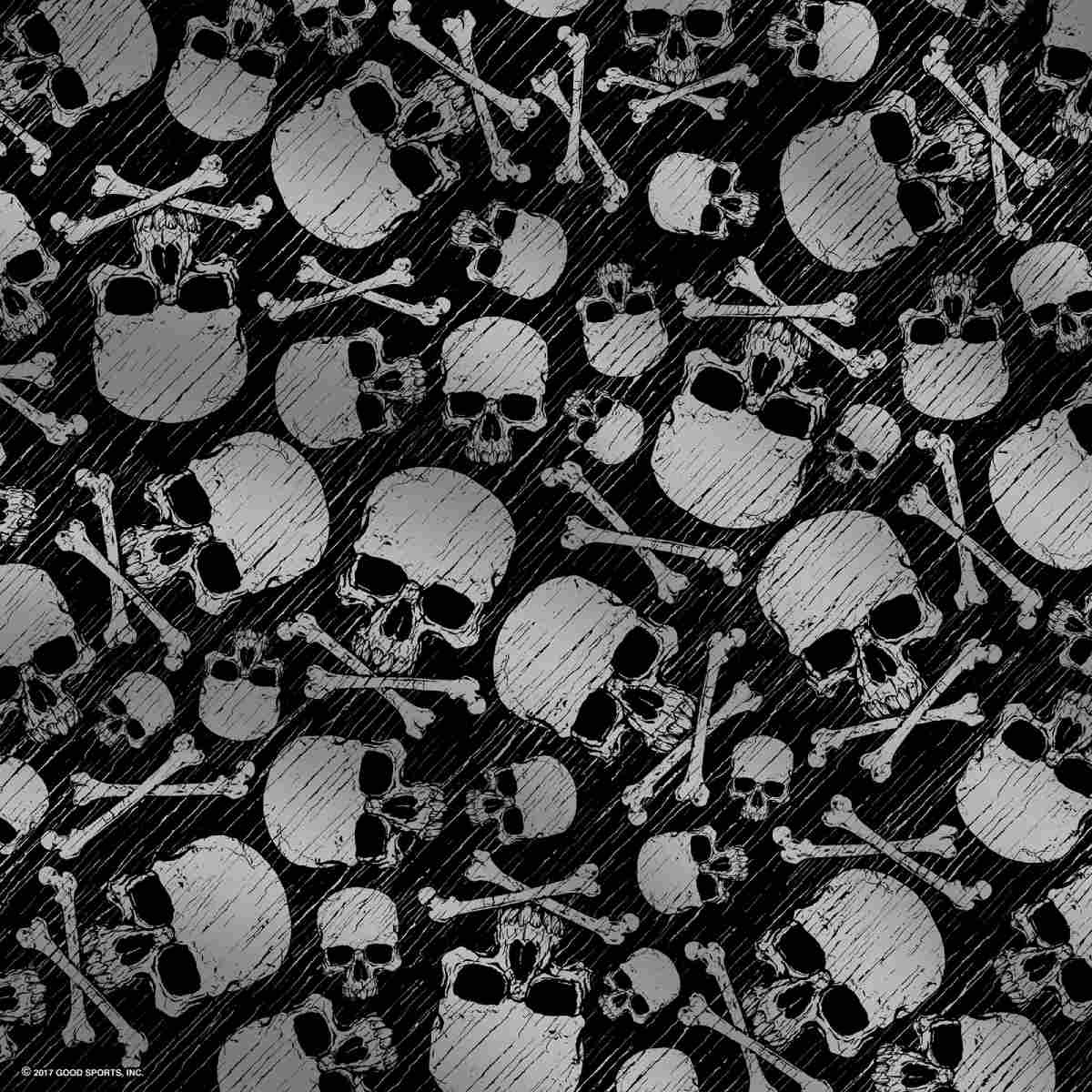 Hot Leathers skulls and bones bandana featuring bold black and white skull and bone design, versatile accessory for motorcycle style.