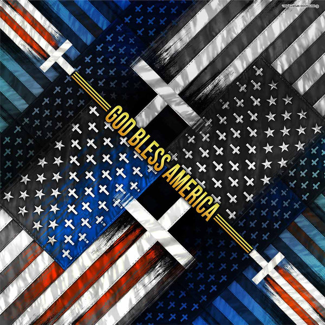 Hot Leathers Flag Cross bandana featuring a patriotic design, made of soft fabric, perfect for motorcycle or casual wear.