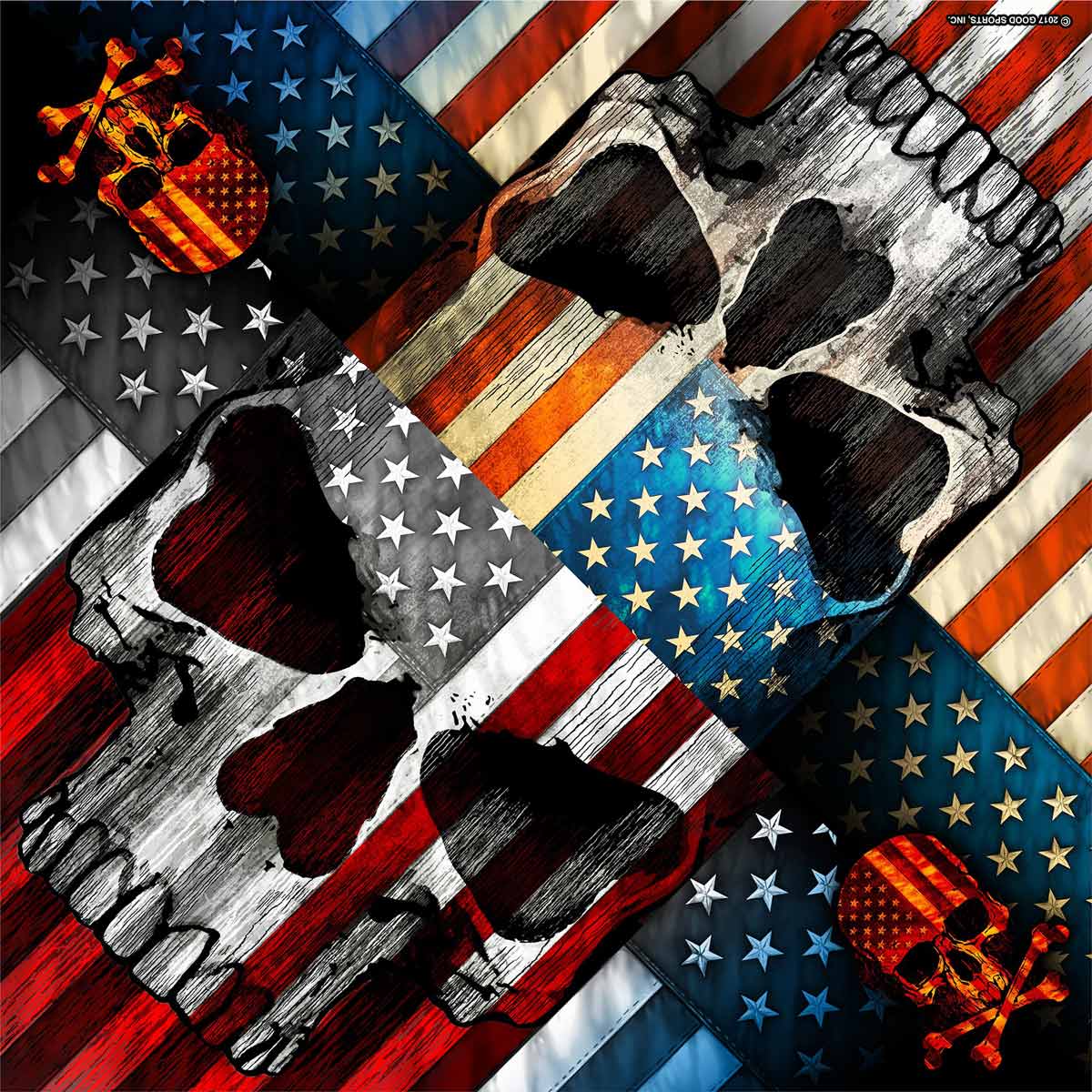 Hot Leathers Patriot Skull bandana featuring bold patriotic design, made of soft fabric, ideal for motorcycle or casual wear.