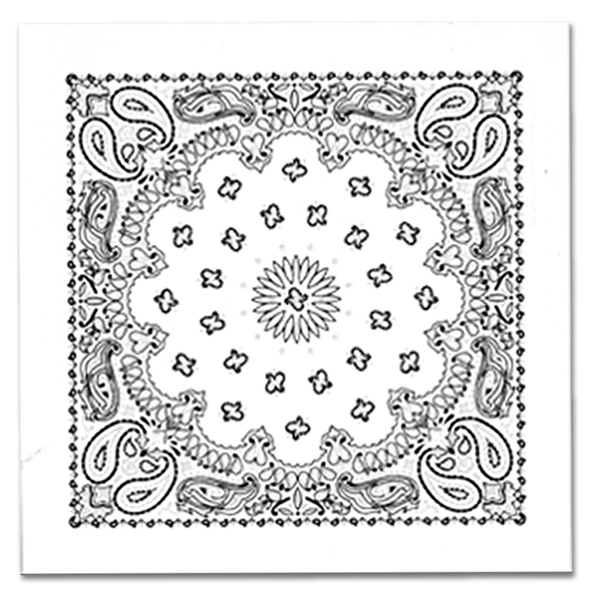 Hot Leathers white paisley bandana featuring classic design, made of lightweight fabric, perfect for motorcycle and casual wear.