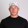 Hot Leathers white paisley bandana with classic design, featuring detailed paisley patterns on soft fabric.