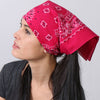 Hot Leathers classic hot pink paisley bandana displayed flat with vibrant paisley pattern and bold colors.