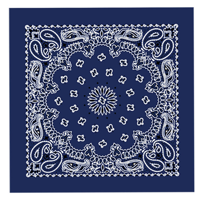 Hot Leathers Classic Navy Paisley Bandana featuring a detailed paisley pattern, made from soft fabric for versatile use.