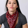 Classic burgundy paisley bandana by Hot Leathers, featuring intricate paisley patterns on soft fabric.