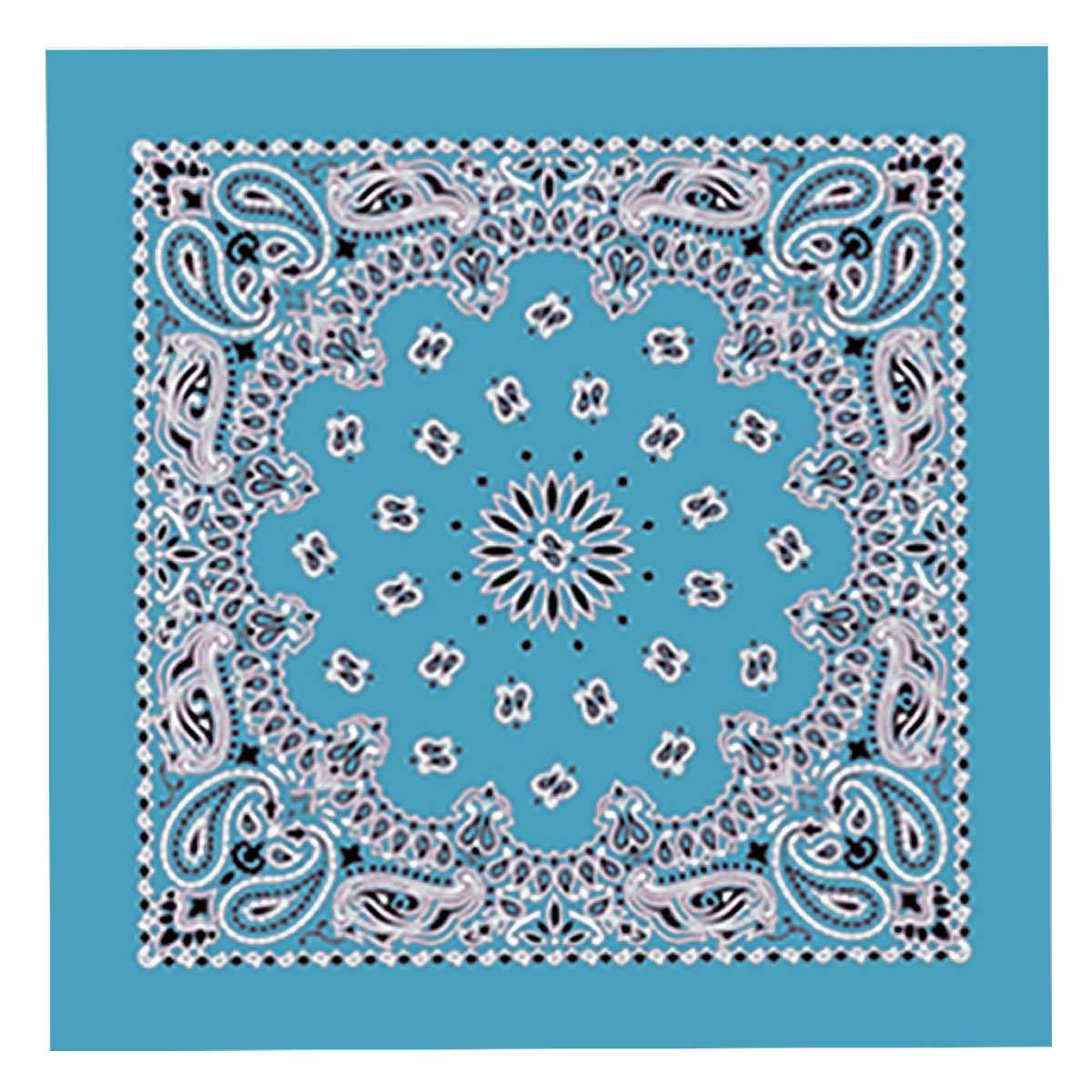 Hot Leathers Classic Turquoise Paisley Bandana with bold paisley pattern, ideal for motorcycle or casual wear.