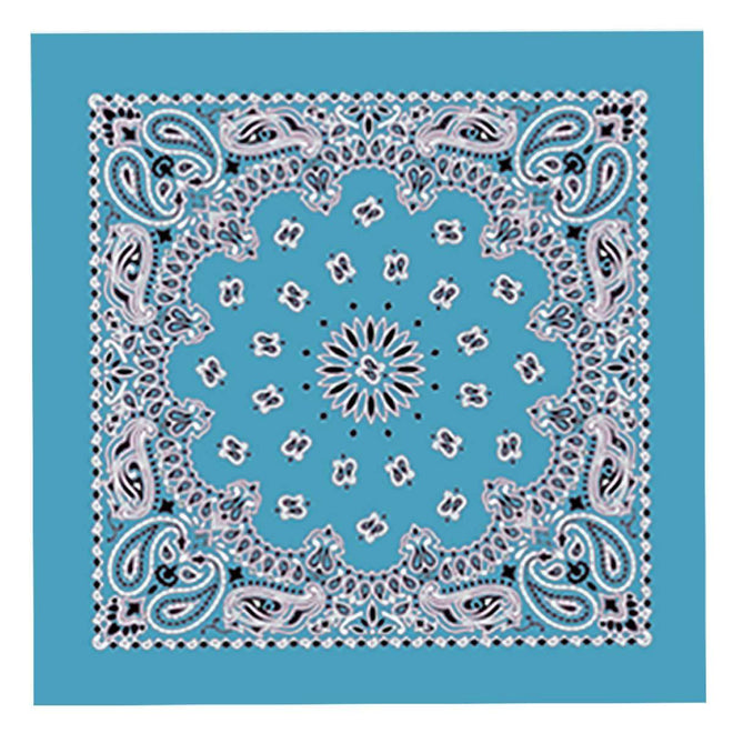 Hot Leathers Classic Turquoise Paisley Bandana with bold paisley pattern, ideal for motorcycle or casual wear.