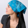 Hot Leathers turquoise paisley bandana with classic design, featuring bold paisley patterns on lightweight fabric.