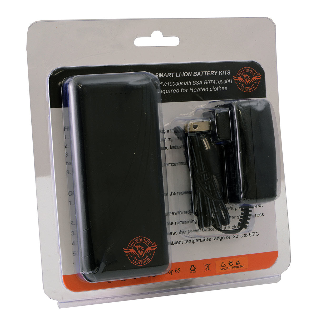 Milwaukee Leather Nexgen Heat BatteryJackT universal battery pack for jackets and hoodies, shown attached to a garment.