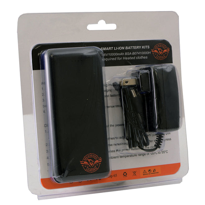 Milwaukee Leather Nexgen Heat BatteryJackT universal battery pack for jackets and hoodies, shown attached to a garment.