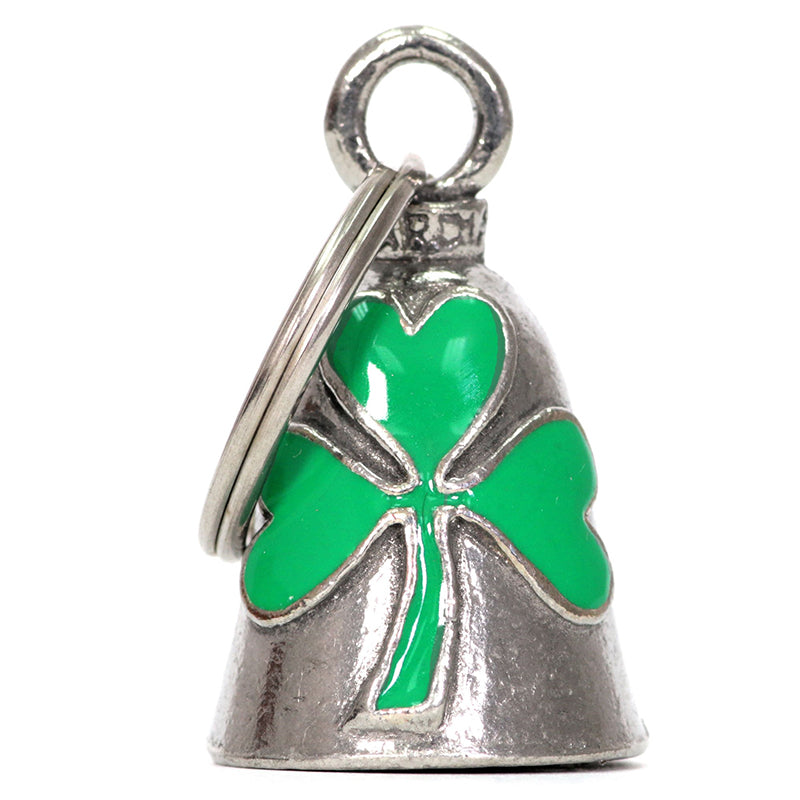 Hot Leathers Green Clover Silver Bell, decorative metal bell with clover design, for accessories or collectibles.