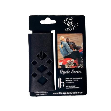 Black die cut hair glove from Hot Leathers, a stylish hair accessory with textured design and adjustable fit.