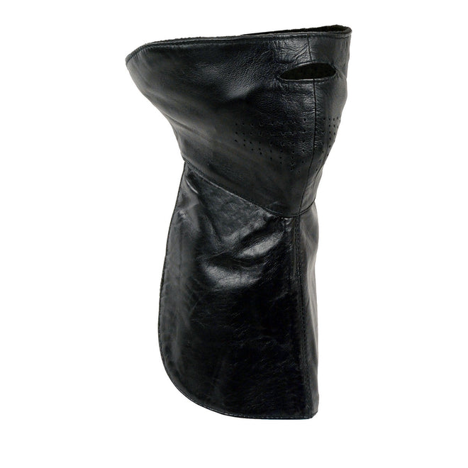 Milwaukee Leather black leather face mask and neck warmer for safety, unisex design, crafted from premium leather.