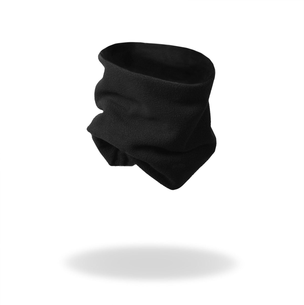 Black fleece neck warmer by Hot Leathers for face and neck protection, designed for warmth and comfort.