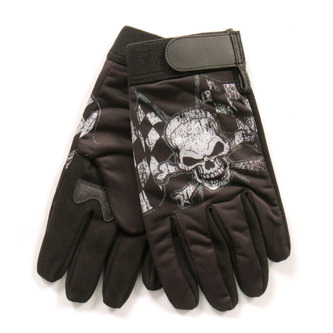 Black GVM3006 Sublimated Checkered Flags mechanics gloves by Hot Leathers, showing the detailed checkered flag design on the gloves.