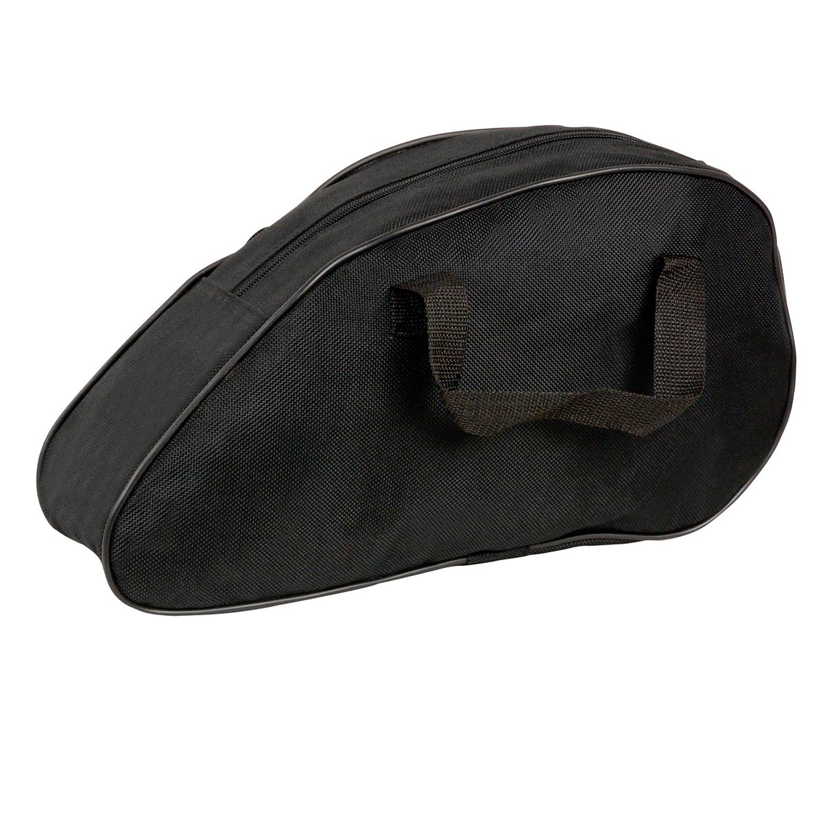 Milwaukee Leather black large textile saddlebag inside liner for biker bags, showing detailed interior and stitching.
