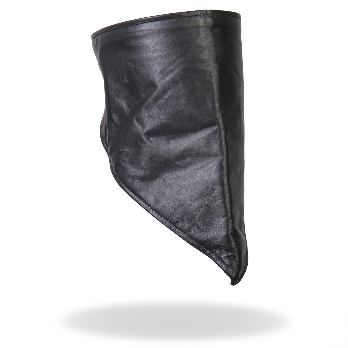 Black Hot Leathers neck warmer with fleece lining, designed for face, neck, and safety protection.